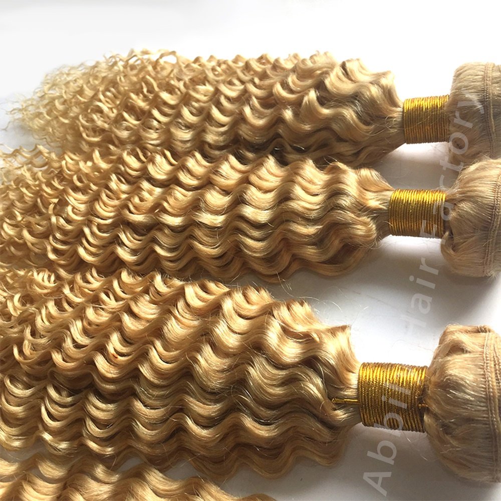 613 Honey Blonde Water Wave Raw Virgin Brazilian Hair Bundles With Closure/HD Lace Front,Cuticle Aligned Human Hair Extension