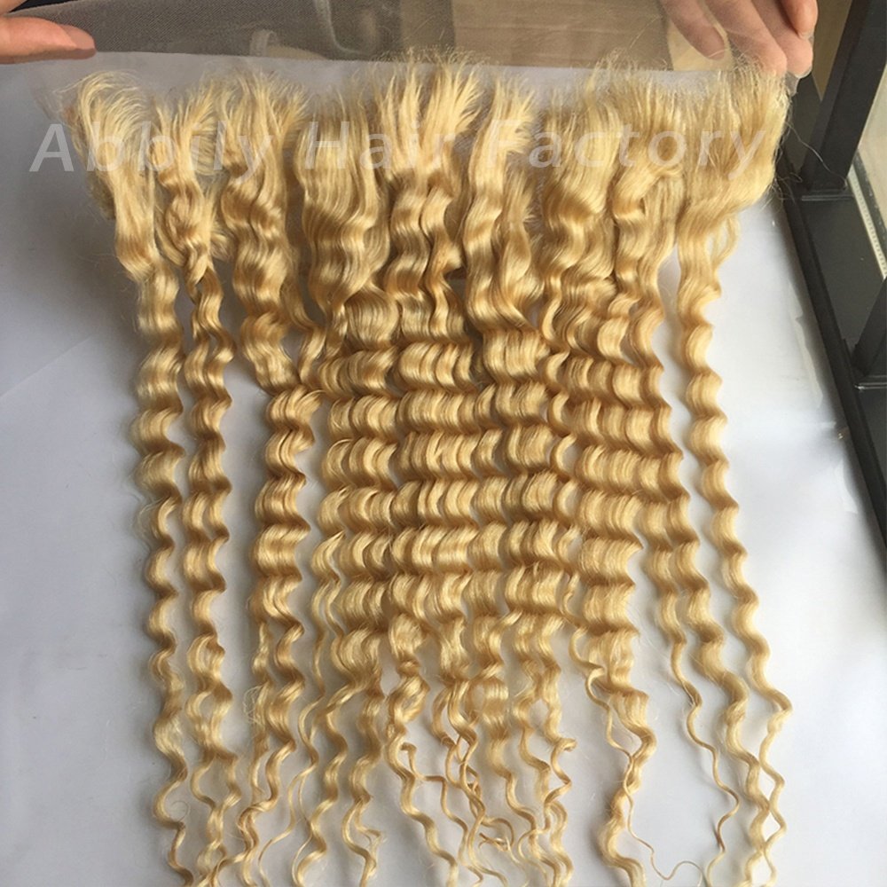 613 Honey Blonde Water Wave Raw Virgin Brazilian Hair Bundles With Closure/HD Lace Front,Cuticle Aligned Human Hair Extension