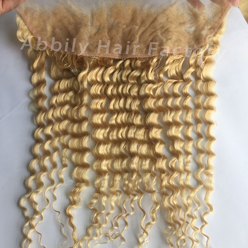 613 Honey Blonde Water Wave Raw Virgin Brazilian Hair Bundles With Closure/HD Lace Front,Cuticle Aligned Human Hair Extension