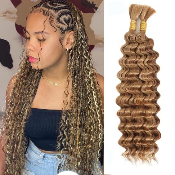 50g Bulk Raw Human Hair Vendor 26 Inches Deep Wave Bulk For Braiding Hair Unprocessed No Weft Bulk Hair Extension