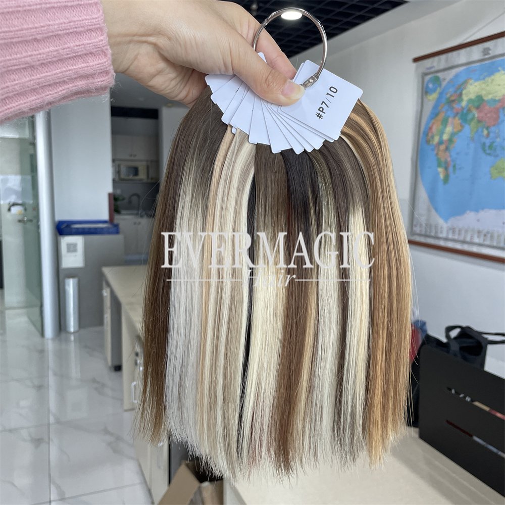 European human virgin color ring with ombre/ highlight/ balayage color for human hair extension wigs and topper