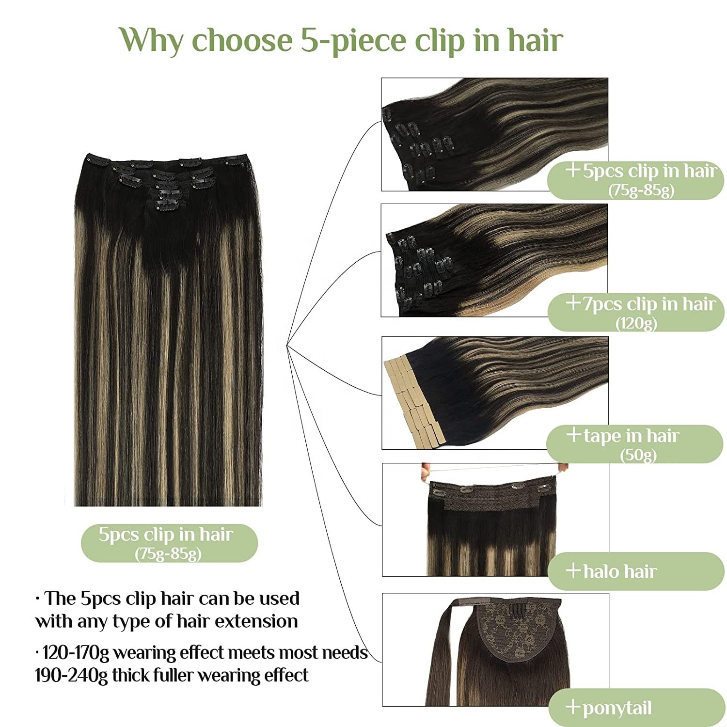 Top sale Clip In Hair Extensions 100% Human Hair,Clip Hair Extensions Natural Hair,Human Hair Extensions Clip In Hair Extension