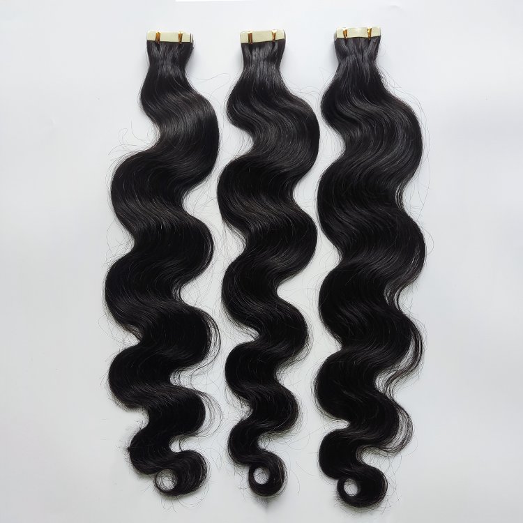 100% Human Hair Extensions Tape In Indian Kinky Yaki Straight with Raw Curly Wave Brazilian Style 1B Color