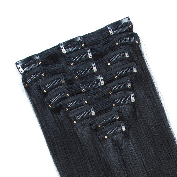 Brazilian PU Invisible Lace Clip in human hair extension Straight 100% Remy Hair 120g/Set Clip In Extension Full Head For Women
