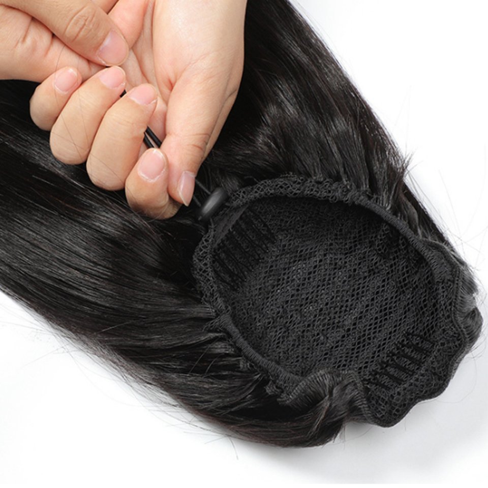 Straight Ponytail Human Hair Extension 2022 Fashion Drawstring Ponytail With Clips in Ponytails For Black Women