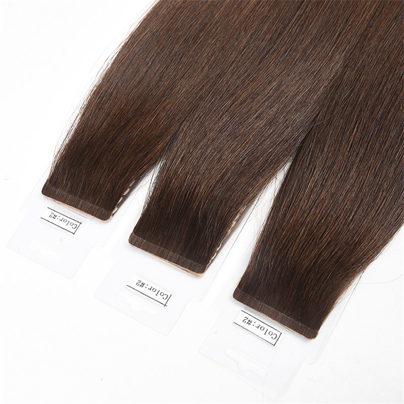 Cuticle Aligned Seamless Injected Russian Remy Human Hair Pieces Double Drawn Invisible Tape In Hair Extensions
