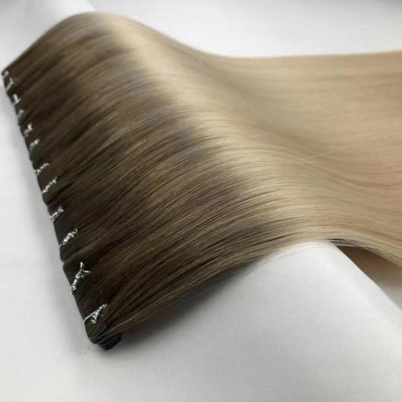 Cuticle Aligned Seamless Injected Russian Remy Human Hair Pieces Double Drawn Invisible Tape In Hair Extensions