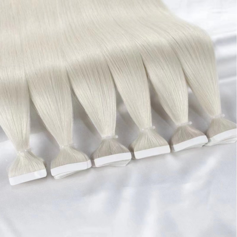Cuticle Aligned Seamless Injected Russian Remy Human Hair Pieces Double Drawn Invisible Tape In Hair Extensions