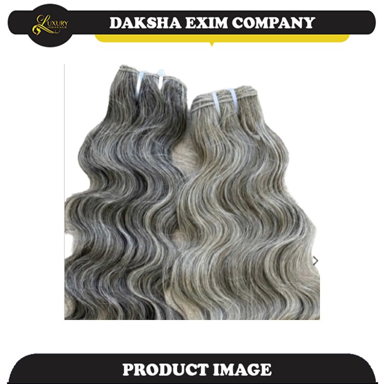Raw Natural Salt and Pepper Human Hair Extensions from South India Factory Cheap Prices and Premium Quality