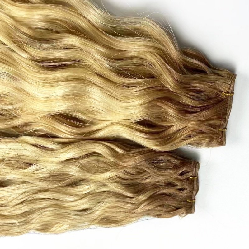 Factory Price Cuticle Aligned Russian Hair Genius Weft Natural Wave Double Drawn Virgin Genius Weft Human Hair Extensions