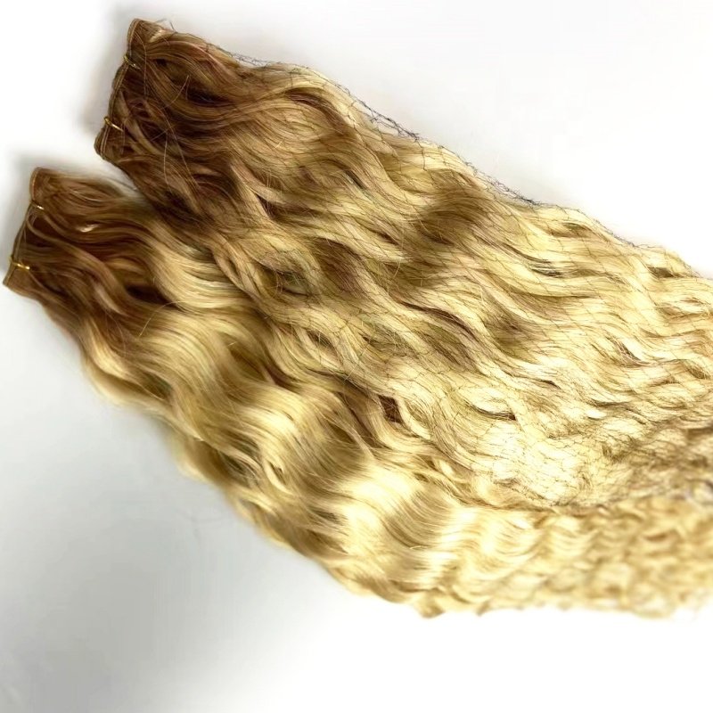 Factory Price Cuticle Aligned Russian Hair Genius Weft Natural Wave Double Drawn Virgin Genius Weft Human Hair Extensions