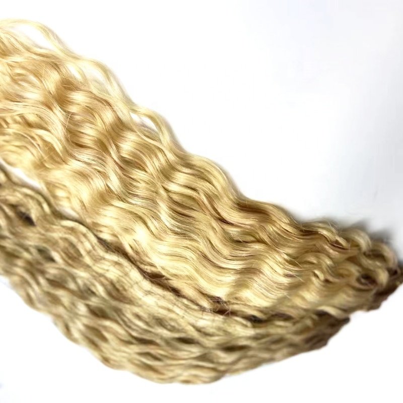 Factory Price Cuticle Aligned Russian Hair Genius Weft Natural Wave Double Drawn Virgin Genius Weft Human Hair Extensions