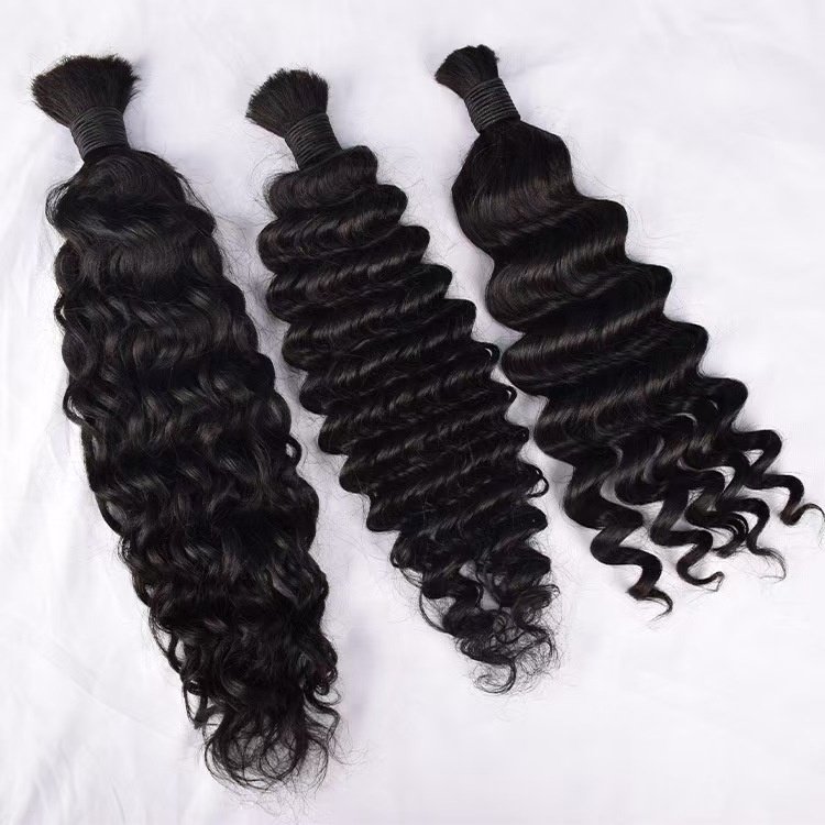 100% Natural Unweft Hair Bundle Unwefted Human hair Extensions for Braiding Unprocessed Wet and Wavy Bulk No Weft Hair Bulk