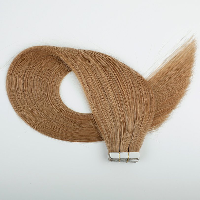 Virgin Human Hair Blonde Tape In Human Hair Extension Straight Wave