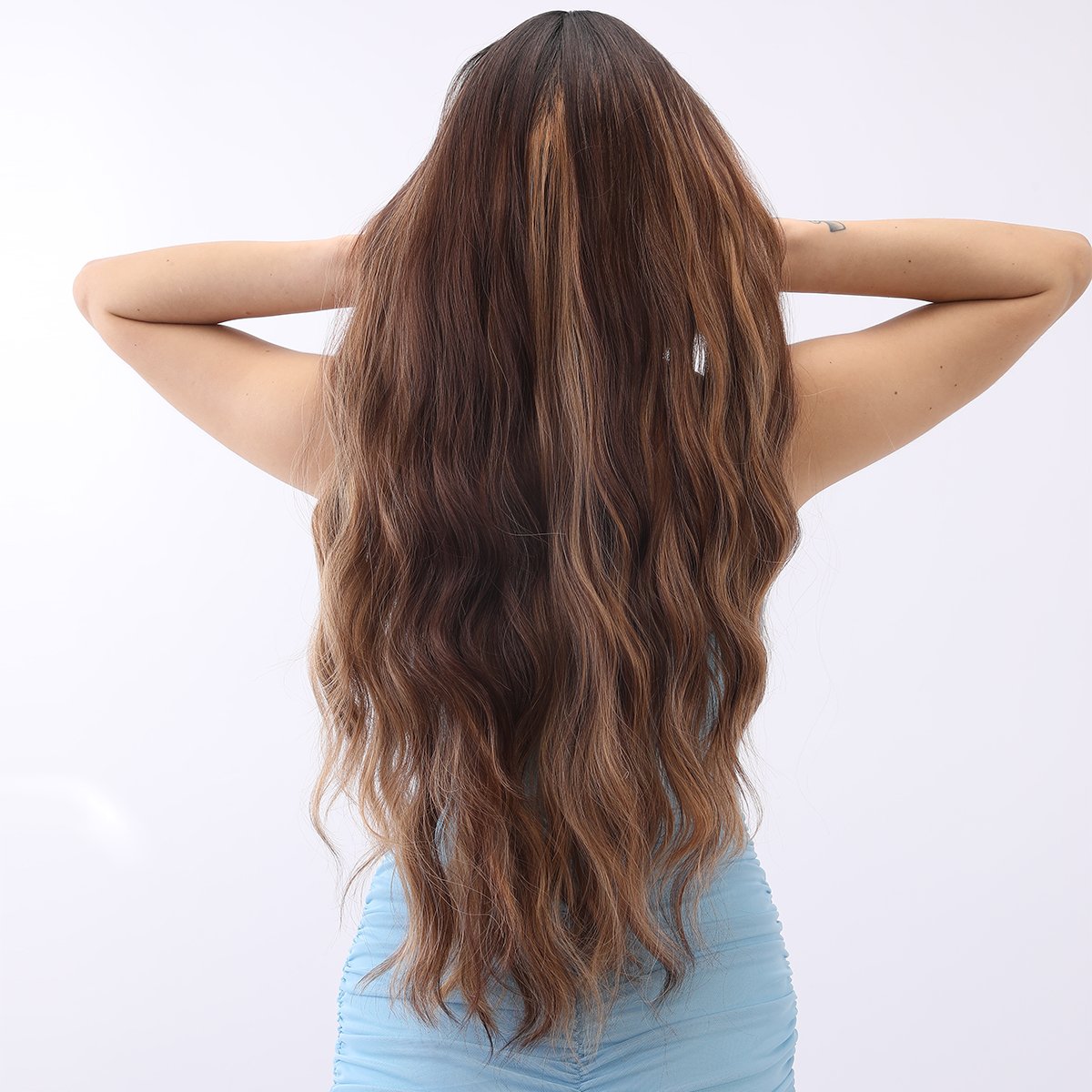 2024 Best-selling SMILCO fashion wig brown gradient wavy curly hair synthetic female white female wig