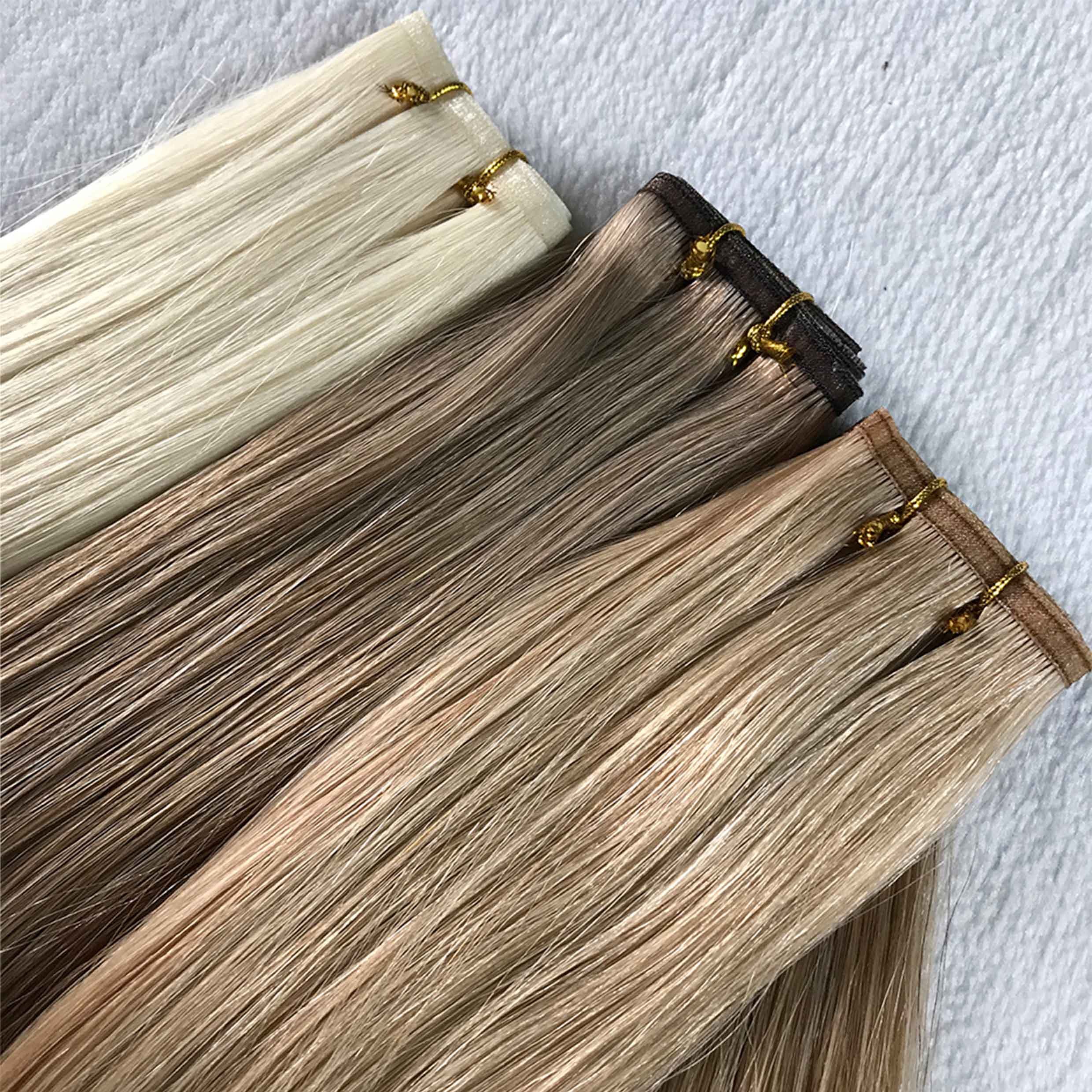 Fasimei wholesale hair extensions china 100% Human Hair Bundles Virgin Flat Weft Hair Extensions