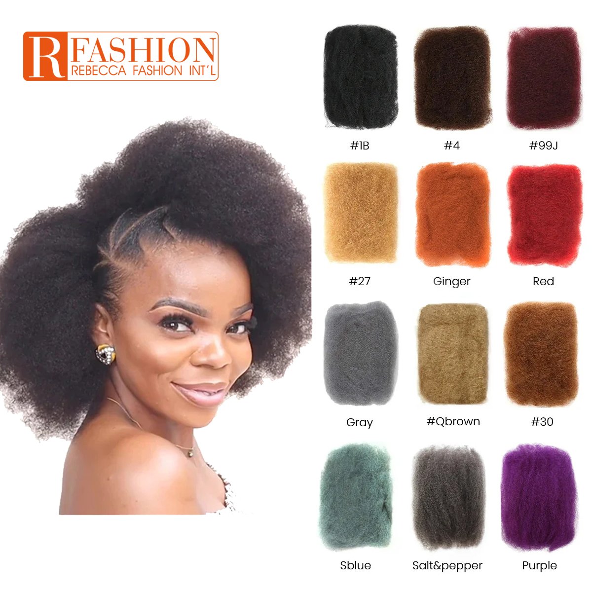 Rebecca Wet and Wavy Bulk Human Hair for Braiding No Weft Kinky Curly Bulk Human Hair Braiding Hair Extension Kinky Curl