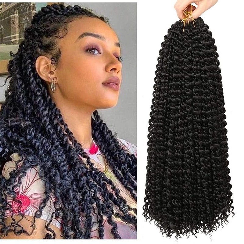 18Inches Synthetic Fiber Curly Hair African Passion Twist Crochet Braids Hair Extensions Wigs
