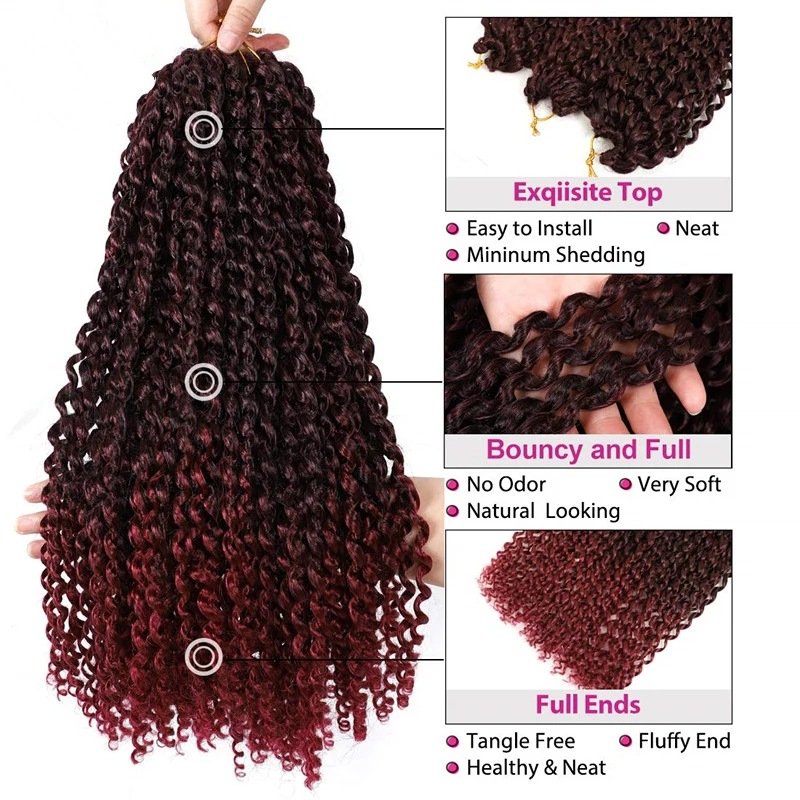 18Inches Synthetic Fiber Curly Hair African Passion Twist Crochet Braids Hair Extensions Wigs