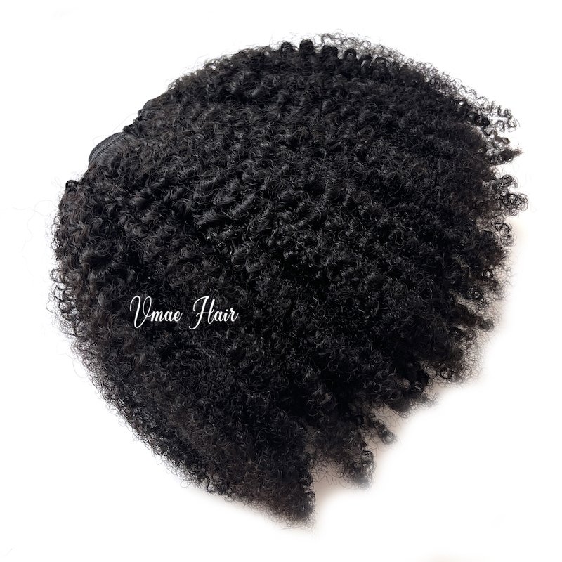 Vmae Afro Curly Hot Selling 100g custom weight small kinki Raw Afro Kinky Curly Virgin Indian Hair Clip In Human Hair Extensions