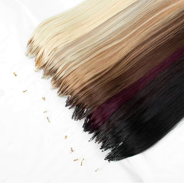 100% virgin Human Hair Russian Human Hair Extensions Straight Nano Ring Loop 8D Hair Extensions