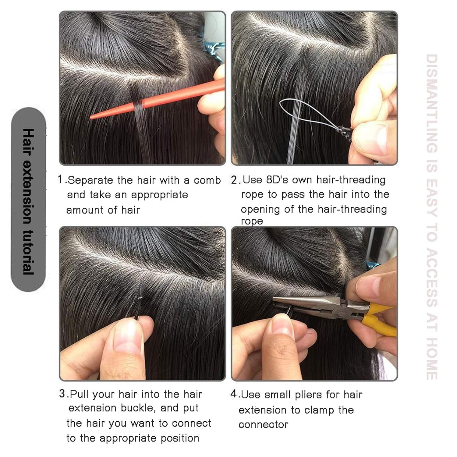 100% virgin Human Hair Russian Human Hair Extensions Straight Nano Ring Loop 8D Hair Extensions