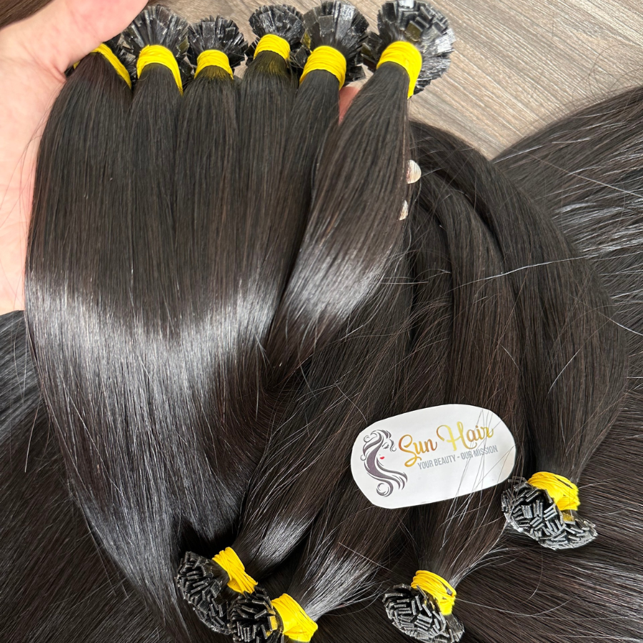 Wholesale Super Double Drawn Natural Straight Vietnamese Human Hair Extensions Keratin Flat Tip Various Stretched Length