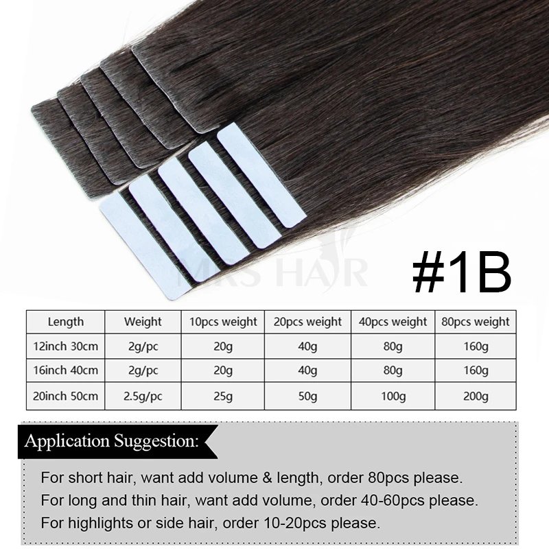Ready to ship invisible tape in extensions raw human hair 20" Tape In Hair 20pcs seamless invisible tape in human hair extension