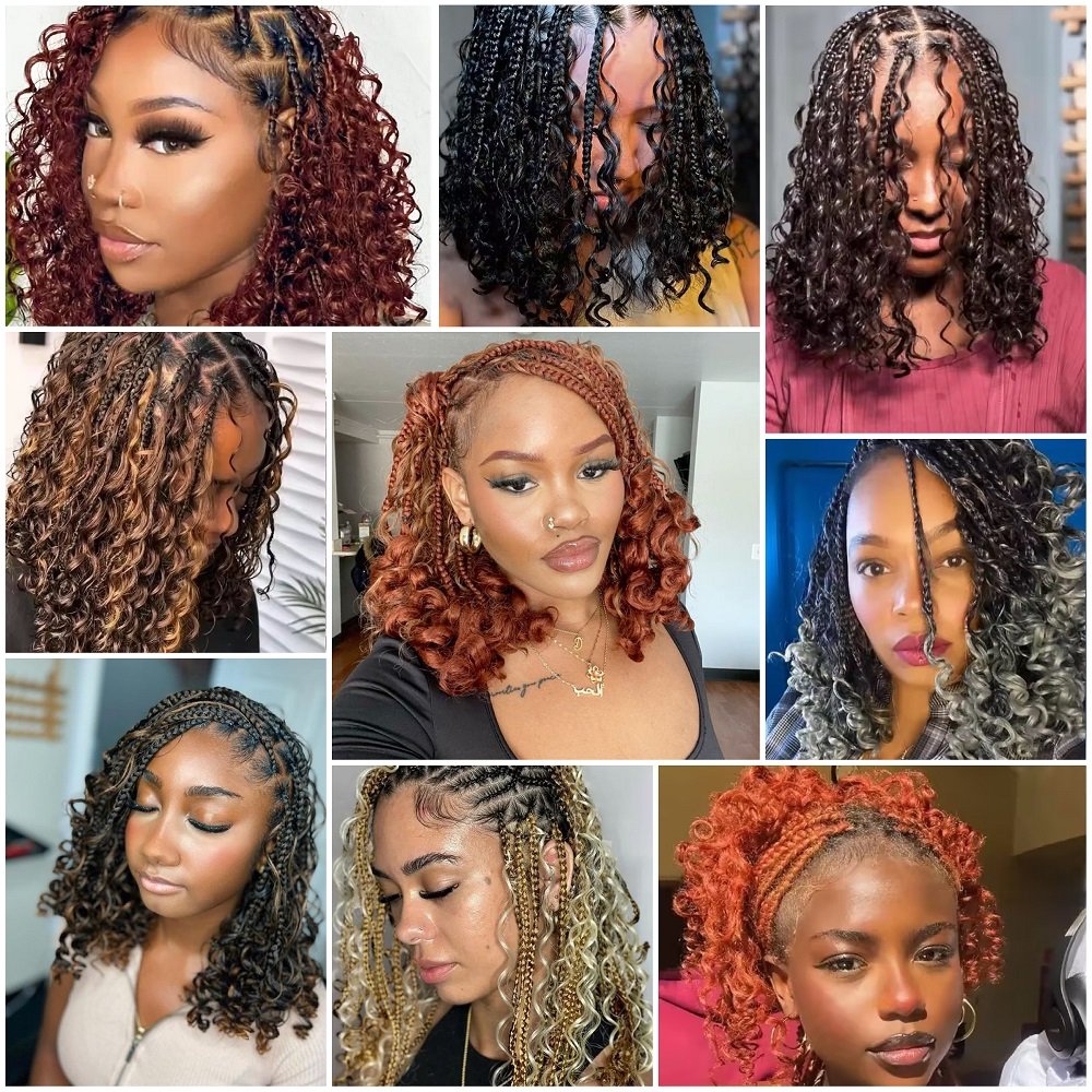 Boho French Curls 12 Inch Bobo Short Curl Braiding Hair Synthetic Curly Crochet Braids Hair Extensions for Black Women