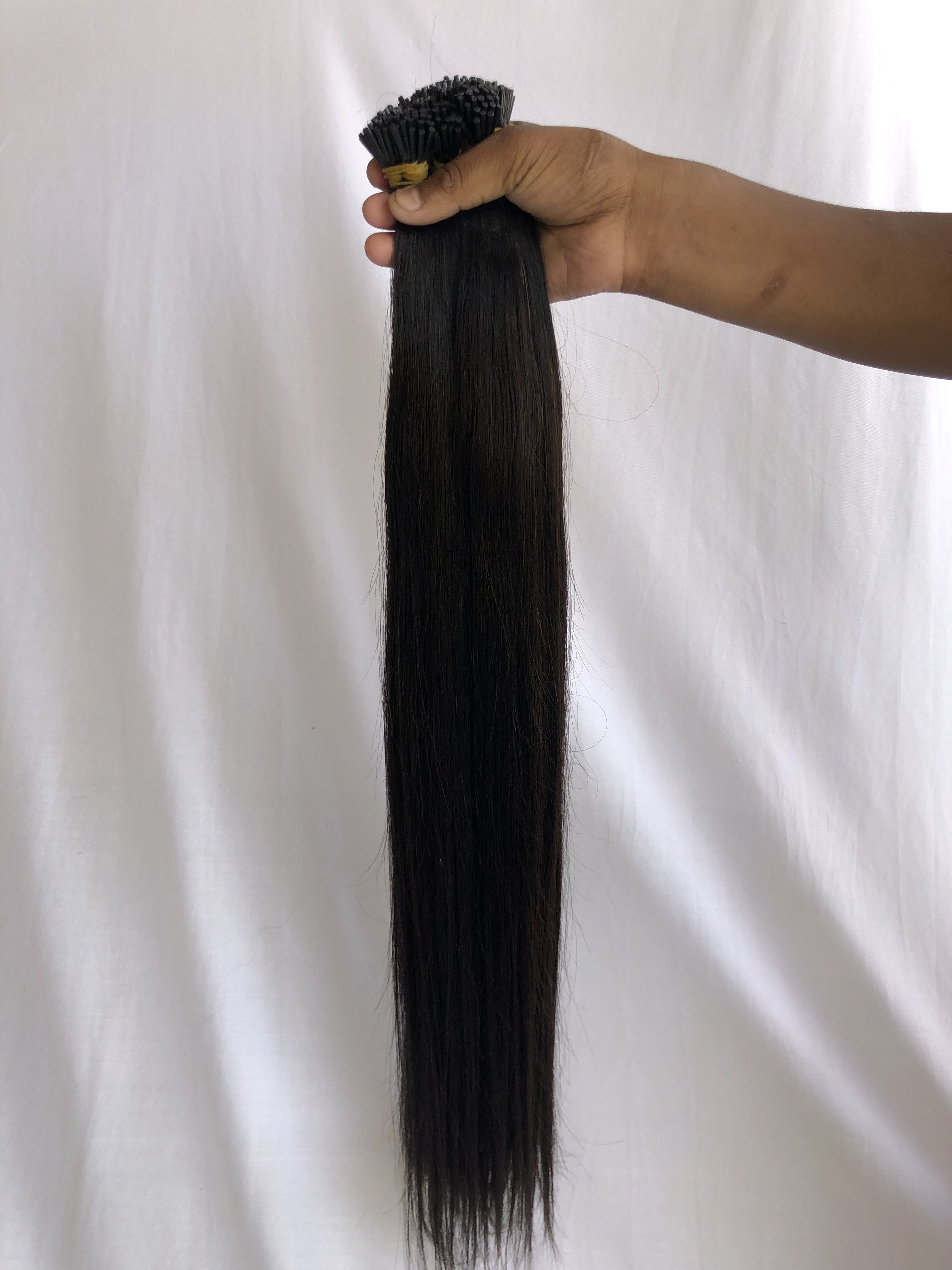Export Brazilian Mink Indian Temple Remy Virgin 24''Colour #1B I Tip Extension Cuticle Aligned Single Donor Hair Indian Supplier