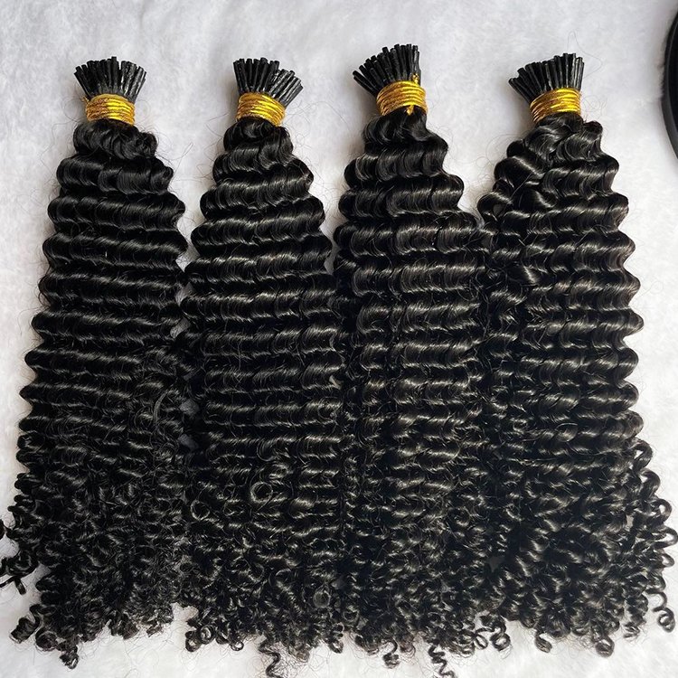virgin i tip human hair extensions raw I tip Indian natural human hair i tip curly human hair extensions