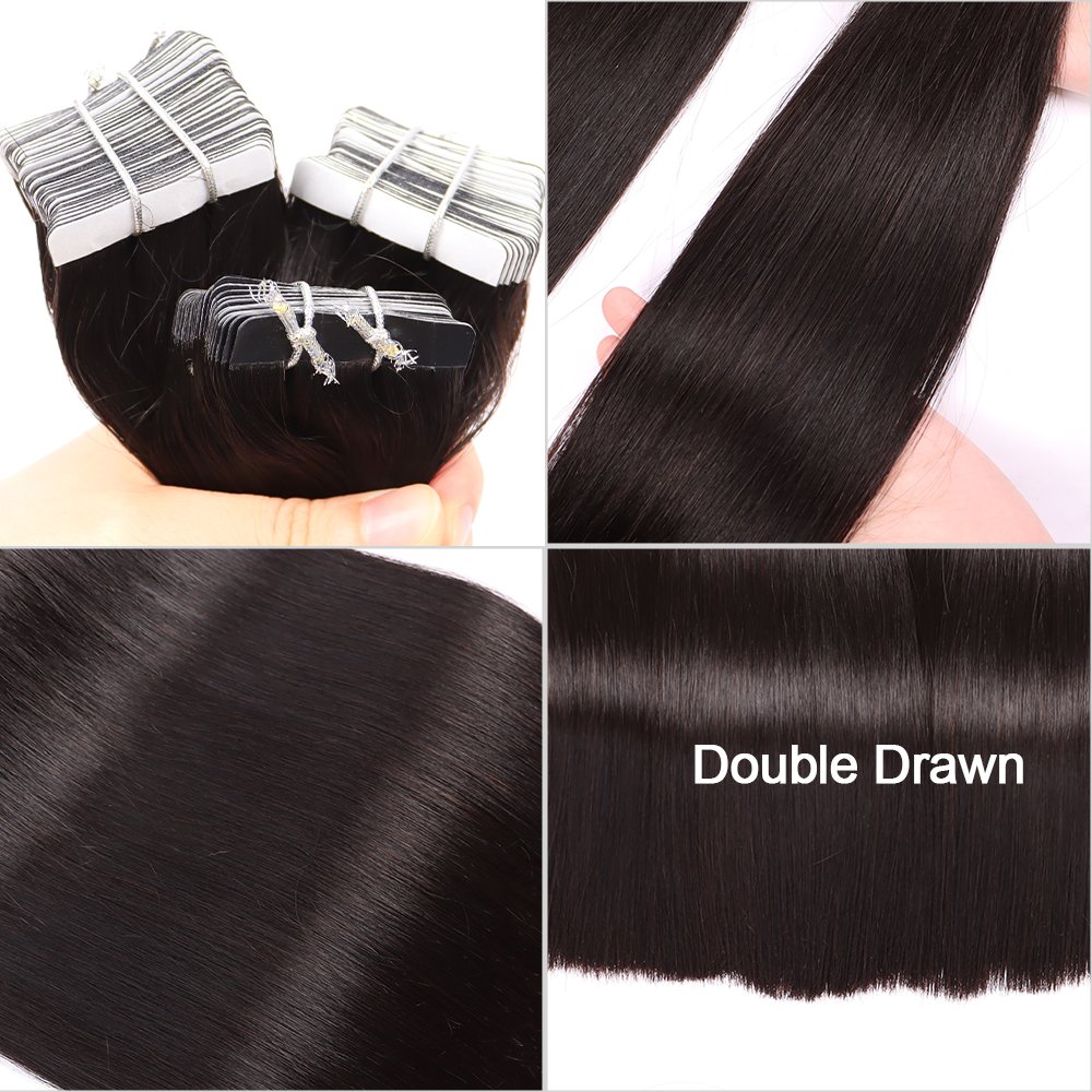 Double Drawn Tape ins Extensions 100human Hair Seamless Invisible Indian Raw Cuticle Aligned Tape In Human Hair Extensions