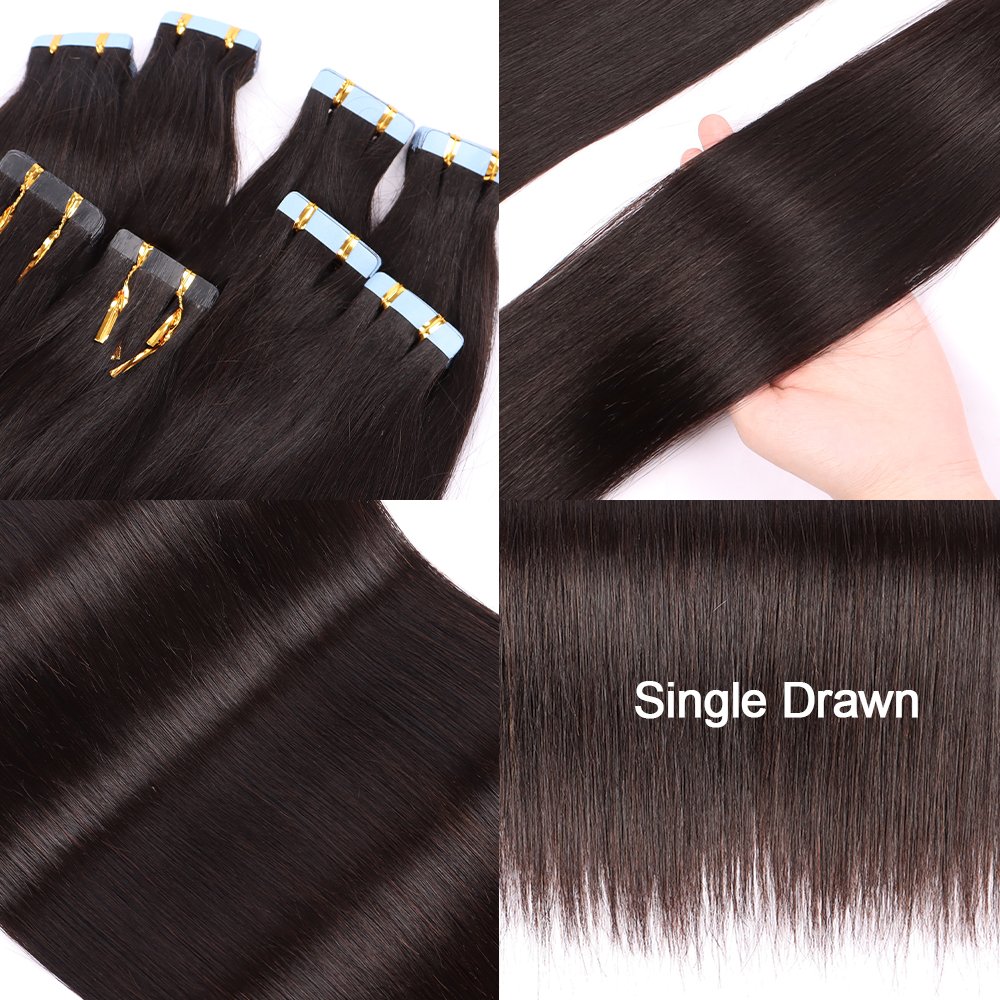 Double Drawn Tape ins Extensions 100human Hair Seamless Invisible Indian Raw Cuticle Aligned Tape In Human Hair Extensions