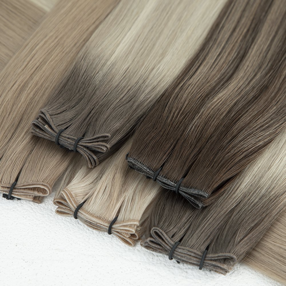 LeShine Russian Hair Thin Invisible Genius Weft Hair Extensions Double Drawn Human Hair Genius Weft
