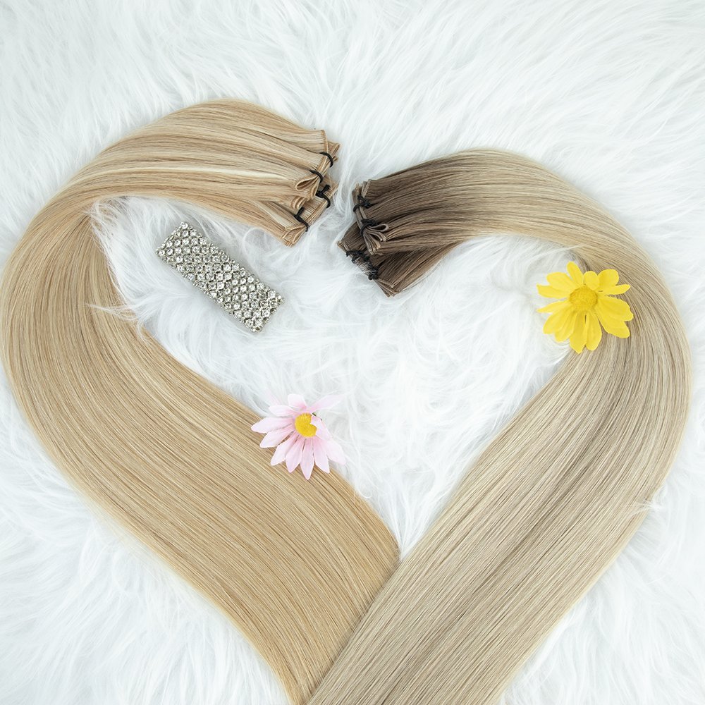 LeShine Russian Hair Thin Invisible Genius Weft Hair Extensions Double Drawn Human Hair Genius Weft