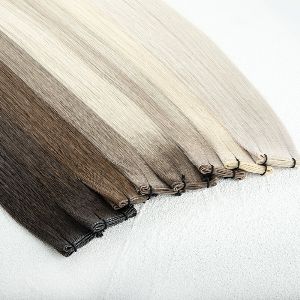 LeShine Russian Hair Thin Invisible Genius Weft Hair Extensions Double Drawn Human Hair Genius Weft