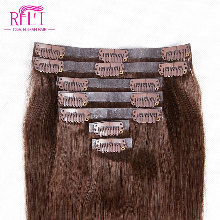 Factory Supply Seamless 100% Brazilian Remy Clip In Hair Extension Skin Pu Russian Virgin Hair Clip In Human Hair Extensions