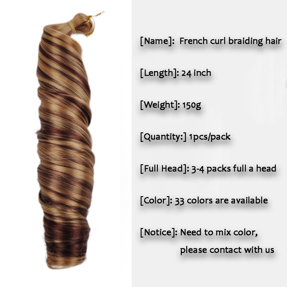 24inch Spiral Curly Hair French Curl Crochet Braids Synthetic Loose Wave Hair Extensions Silky Curly Braiding Hair