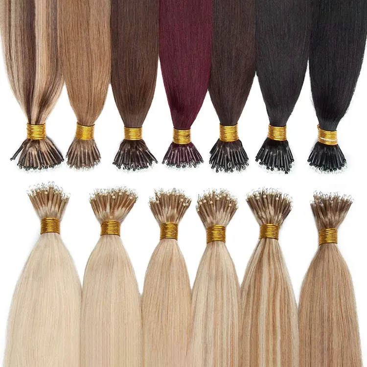 Wholesale Nano ring Human Hair Extension, Remy European Nano Tip Hair Dark Brown, Customised Color Nano Ring Hair Extension