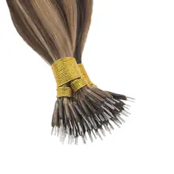 Wholesale Nano ring Human Hair Extension, Remy European Nano Tip Hair Dark Brown, Customised Color Nano Ring Hair Extension