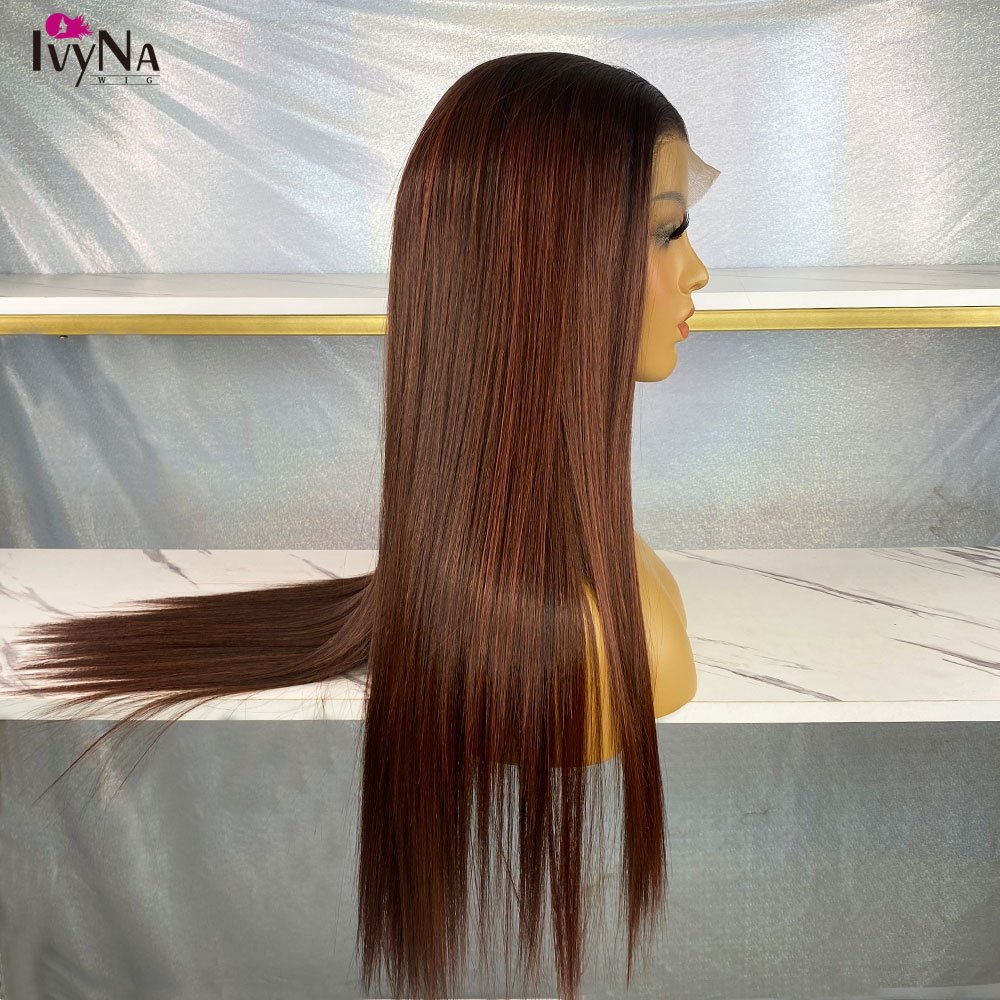New Arrival 1B#4 Mixed #350 Long Silky Wig Synthetic Lace Front Hair Wig For Women Futura Heat Resistant Fiber Braiding Hair