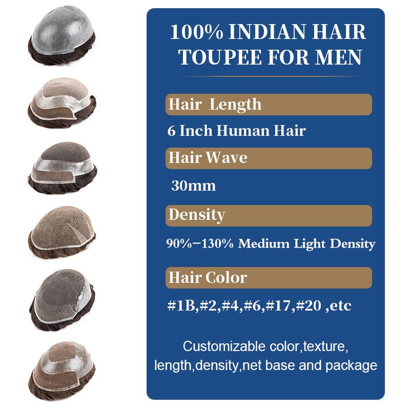 BLT Vendors Cheap Best Toupee Thin Skin Base hair System Indian Human Hair Wigs Cheveux Natural Hairline V Loop Toupee For Men