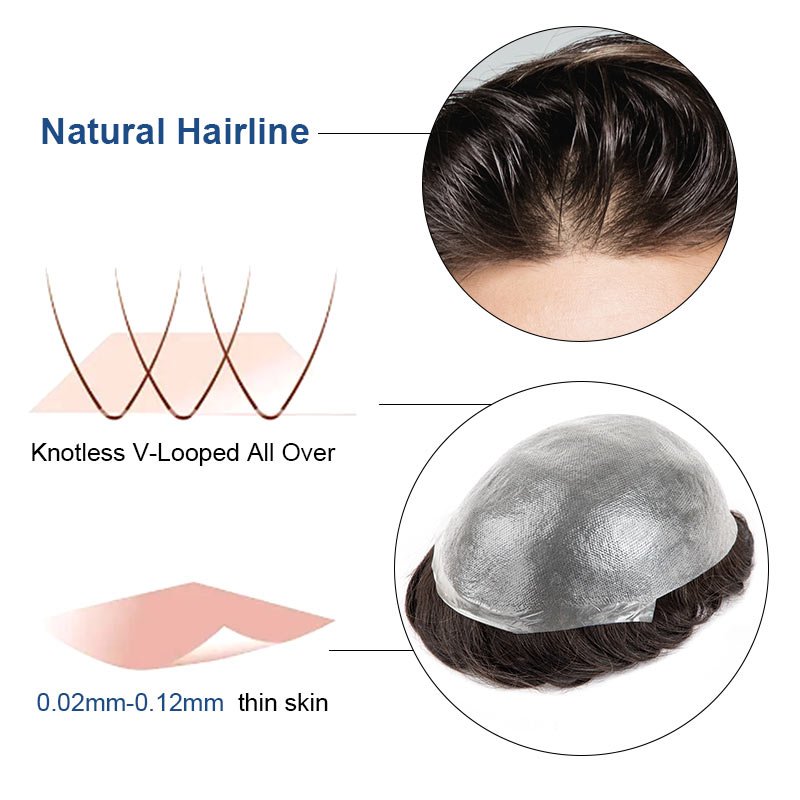 BLT Vendors Cheap Best Toupee Thin Skin Base hair System Indian Human Hair Wigs Cheveux Natural Hairline V Loop Toupee For Men
