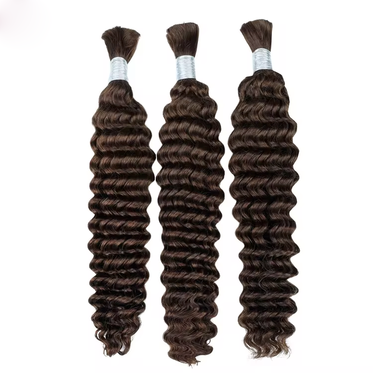 Wet And Wavy Deep Wave Human Braiding Hair Bulk No Weft 100% Unprocessed Indian Curly Remy Bulk Hair Extension For Braiding