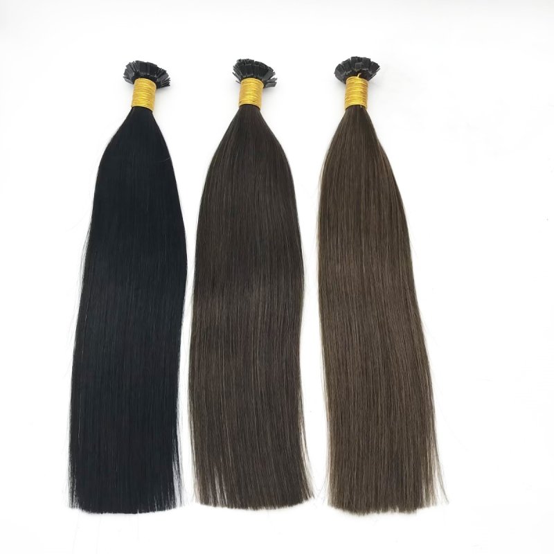 Stock Russian Virgin Hair Extensions Pre-bonded Flat Tip Unprocessed Remy Human Hair Extension