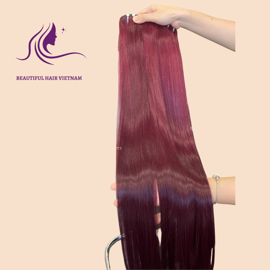 Wine Color Lowest price high quality one donor hair bone straight peruvian hair, cuticle aligned virgin hair