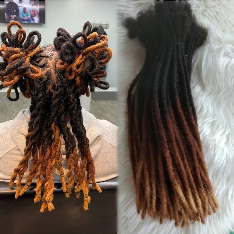 In stock Brazilian Replacement system Crochet Braiding Afro Kinky Human 0.4cm 0.6cm 0.8cm can be dye Hair Dreadlock Extensions