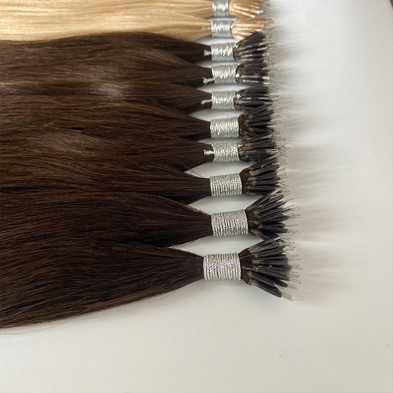 Wholesale Silky Straight Double Drawn Cuticle Hair Drop Shipping Vendors Nano Ring Pre-bonded Slavic Hair Extension