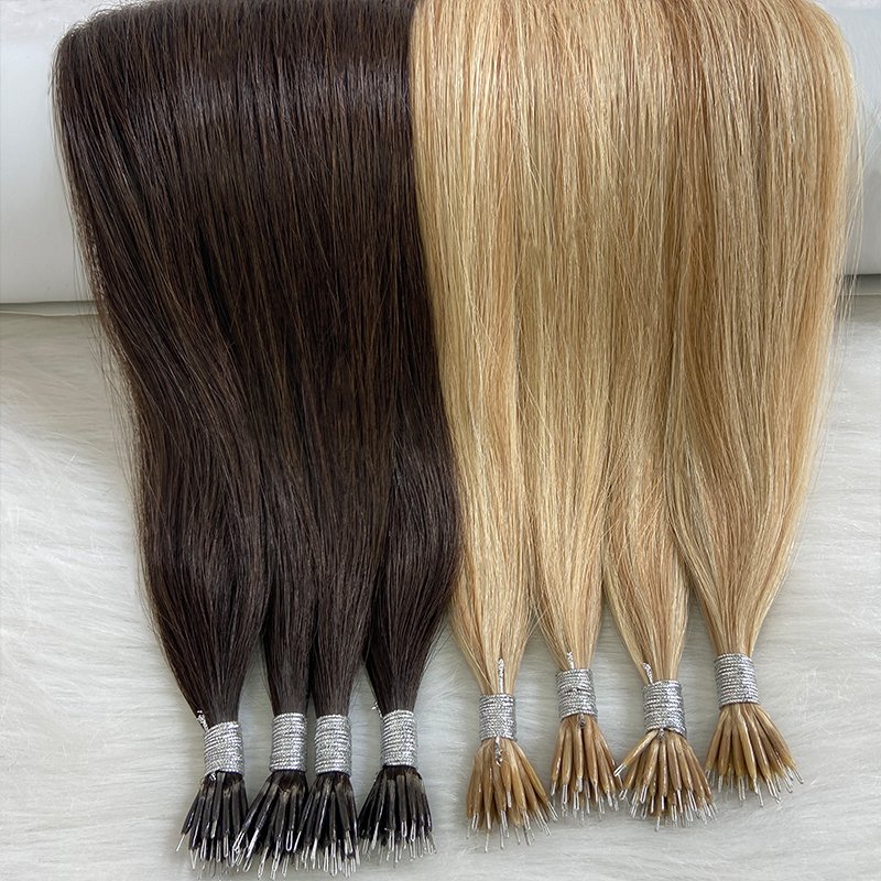 Wholesale Silky Straight Double Drawn Cuticle Hair Drop Shipping Vendors Nano Ring Pre-bonded Slavic Hair Extension