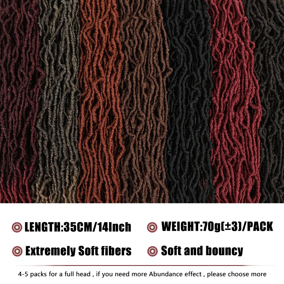 Wholesale14"Goddess Faux Locs Pre-Looped Braiding Hair Natural Synthetic Braids Soft Locs Nu Locs Crochet Hair for Black Women